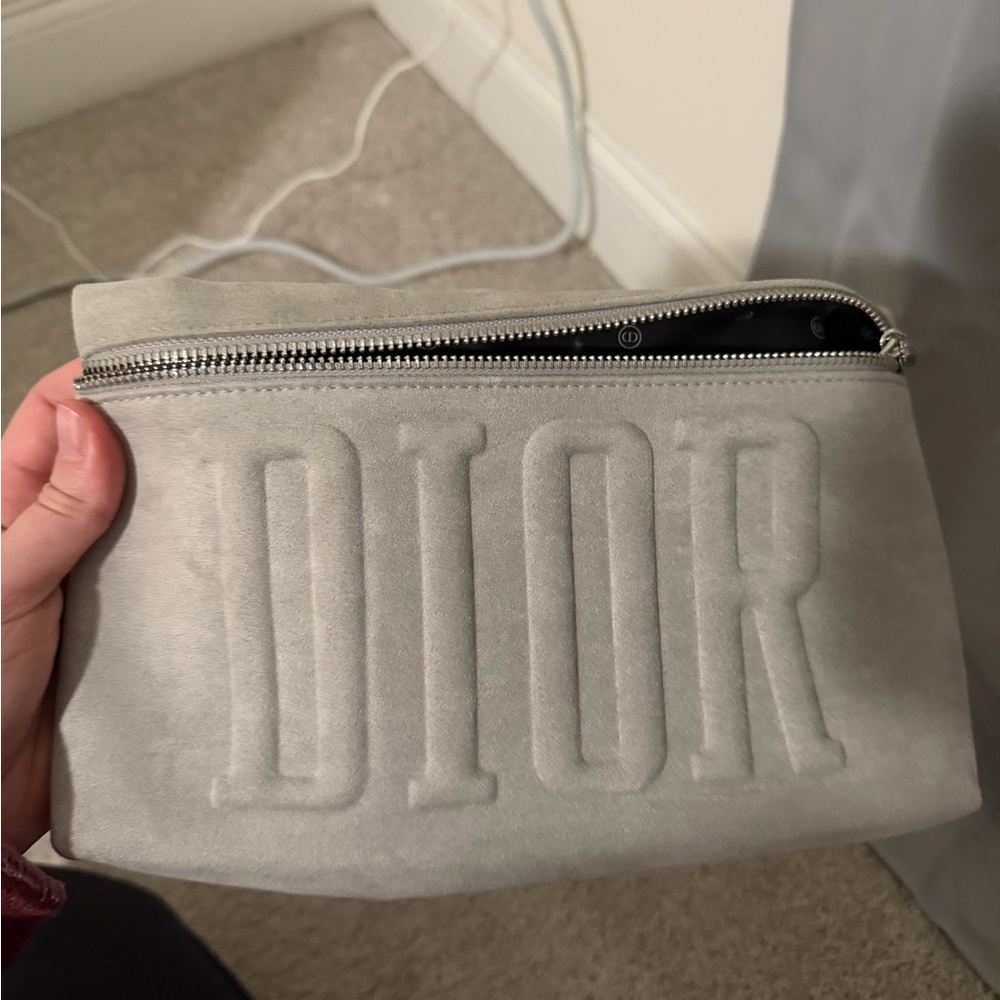 Dior Light Gray Embossed Clutch